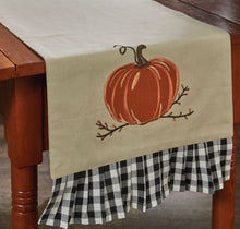 Load image into Gallery viewer, Autumn Checkerboard with Pumpkin 14&quot; x 42&quot; Table Runner by Park Designs