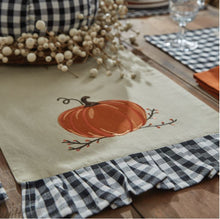 Load image into Gallery viewer, Autumn Checkerboard with Pumpkin 14&quot; x 42&quot; Table Runner by Park Designs