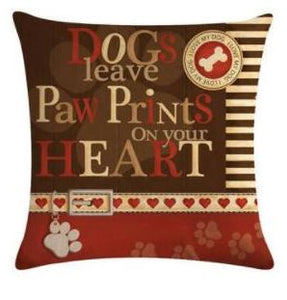 Dogs Leave Paw Prints on Your Heart 18" Pillow Cover