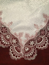 Load image into Gallery viewer, White w/ Mauve Lace Border - Small Square Topper (24&quot; x 24&quot;)