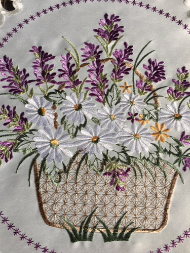 Basket Filled with Lavender and Daisies Doily (16