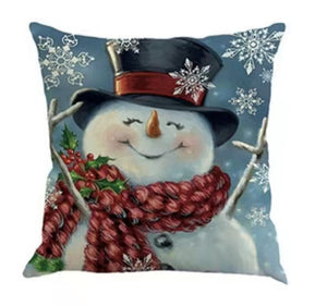 Snowman Pillow Cover 18" x 18" with zipper closure.