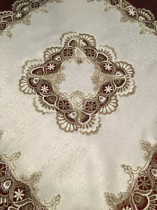 Chocolate Brown Lace Border - Square Topper (33" x 33")