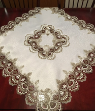 Load image into Gallery viewer, Chocolate Brown Lace Border - Square Topper (33&quot; x 33&quot;)