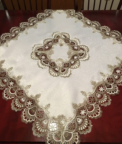 Chocolate Brown Lace Border - Square Topper (33