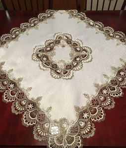 Chocolate Brown Lace Border - Square Topper (33" x 33")