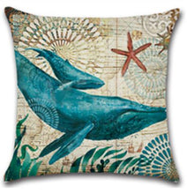 Load image into Gallery viewer, Whale Cushion Cover 18&quot; x 18&quot; with zipper closure.